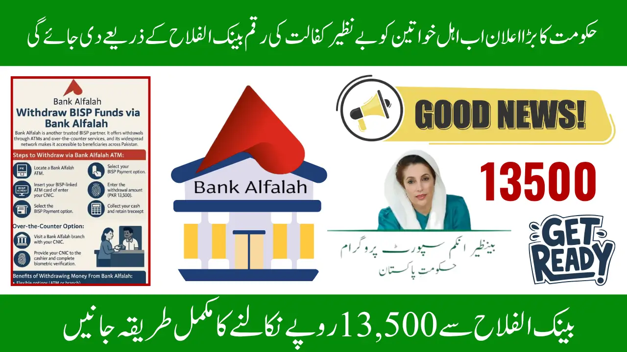 Bank Alfalah Announces 8171 BISP Kafalat 13500 Funds Withdrawal Step-by-Step Process via ATM or Branch