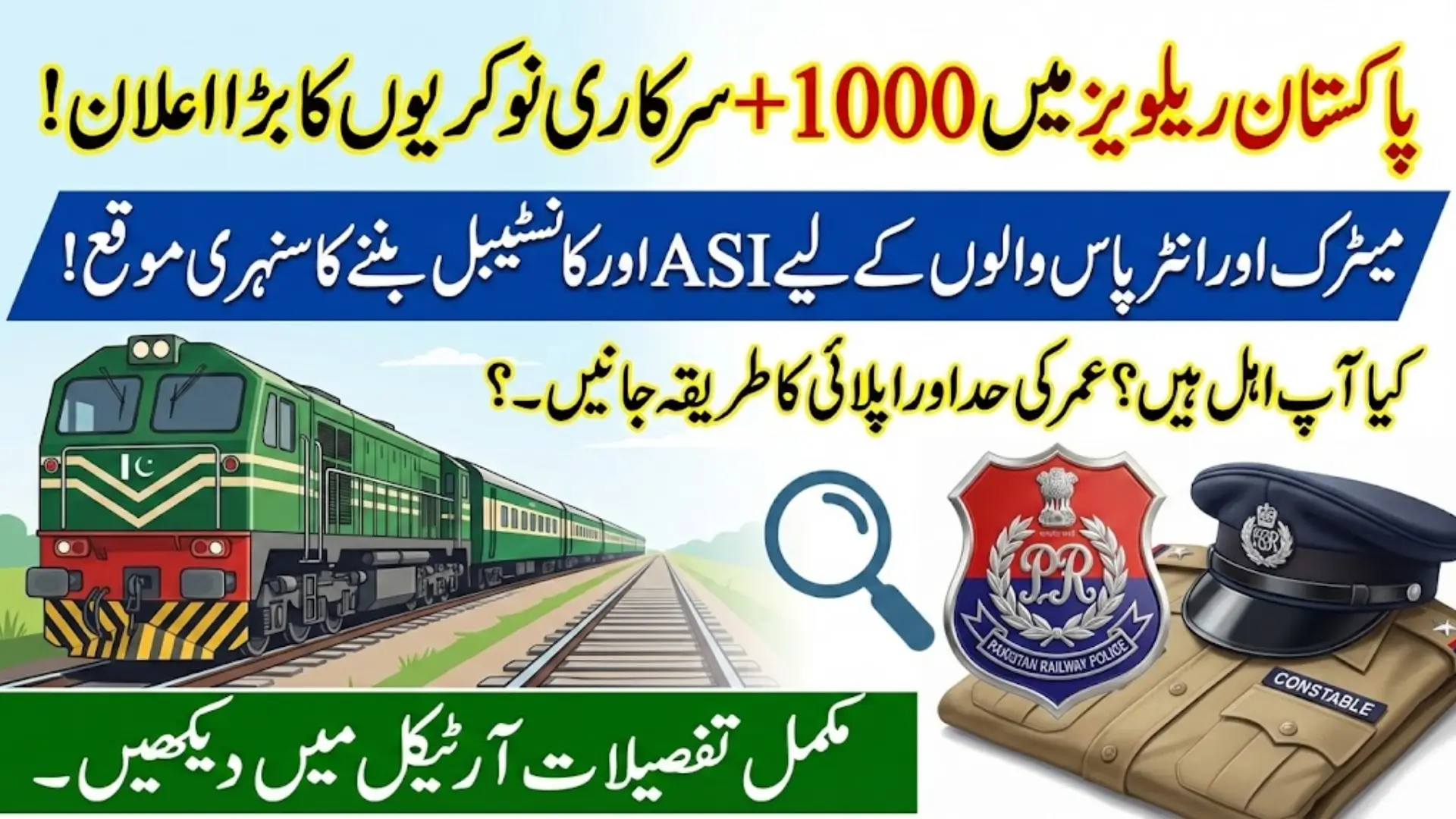 Good News: Pakistan Railways Jobs 2026: Apply Now for Over 1,000 ASI & Constable Vacancies
