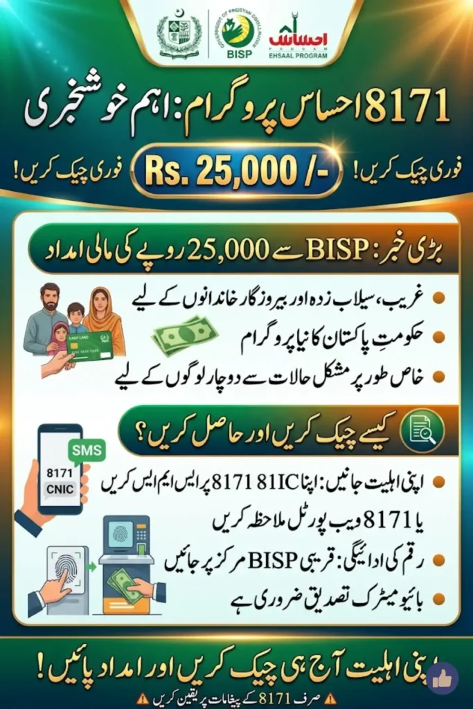 8171 Ehsaas Program 25000 BISP News – Latest Status & Secret Eligibility Check Revealed