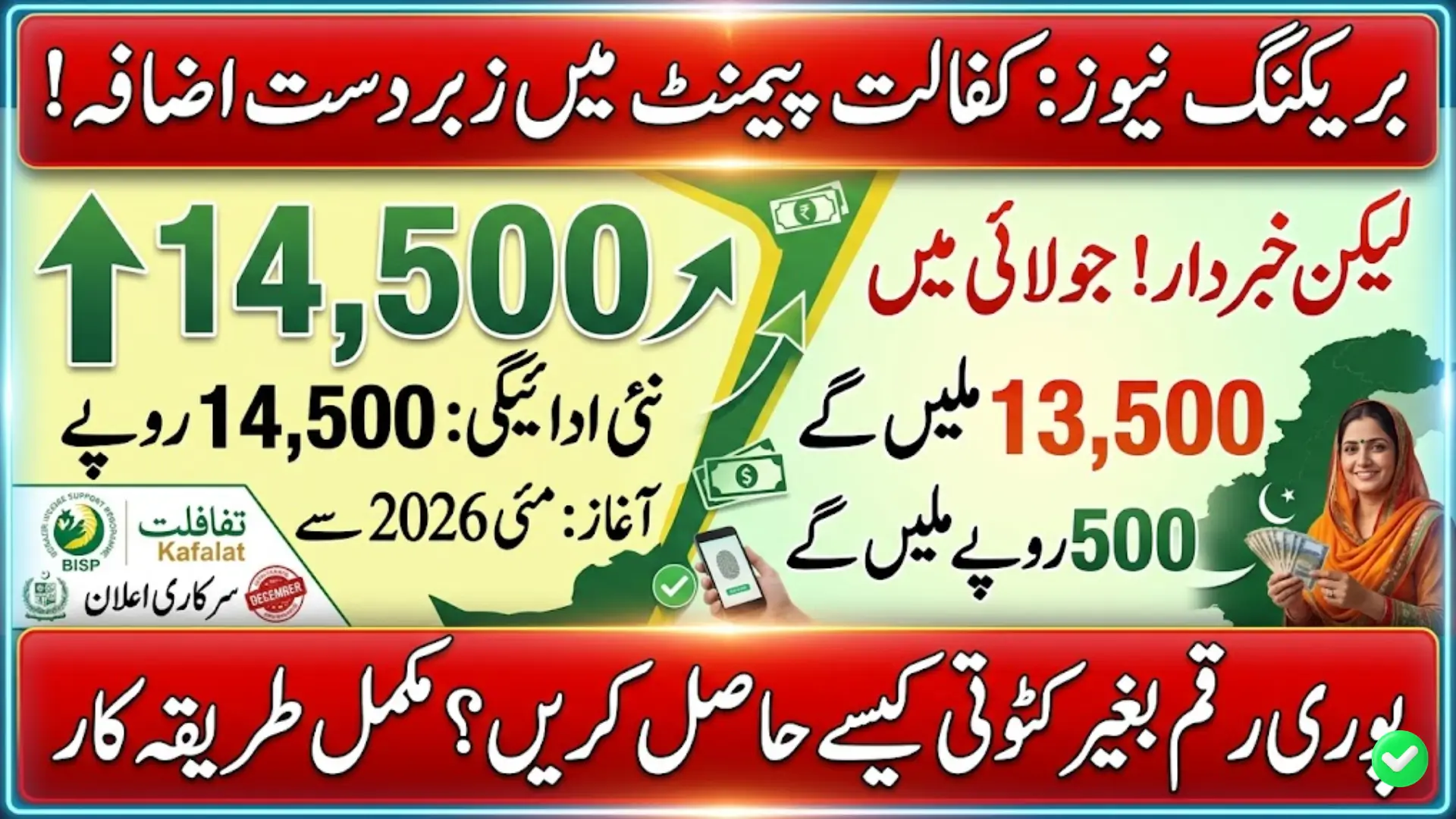 BISP Kafalat Payment Increase May 2026 – Government Confirms Rs 14,500 For Eligible Families