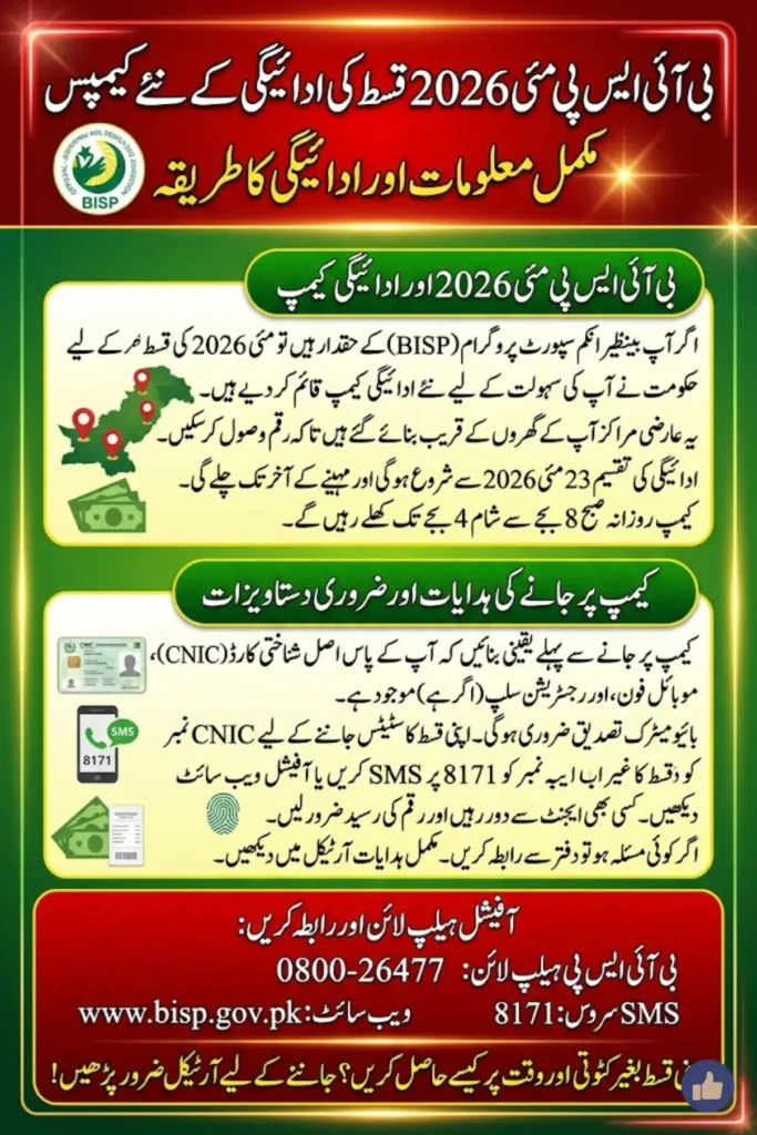 BISP May 2026 Camp Payment Locations in [City/Province] Full List and Details