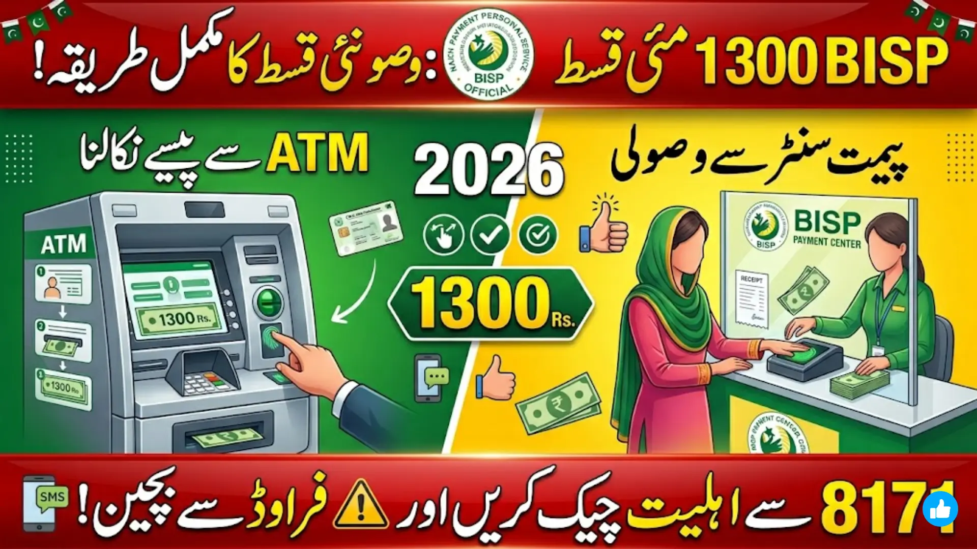 BISP Payment Centre And ATM Procedure 2026 To Receive 1300 June Payment