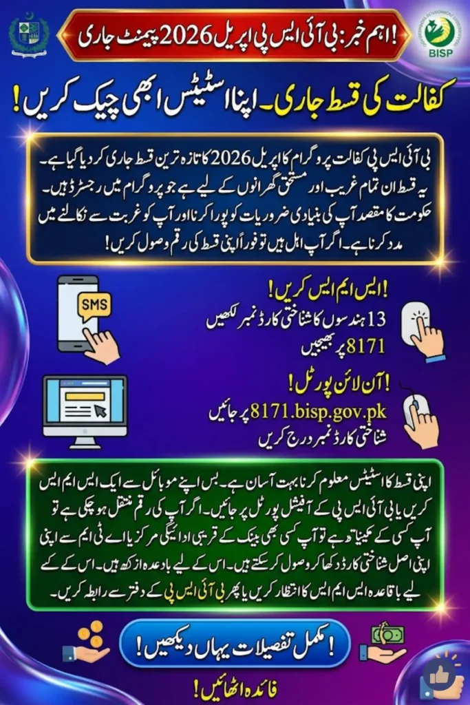Know How to Check BISP Kafalat April 2026 Payment Status by CNIC