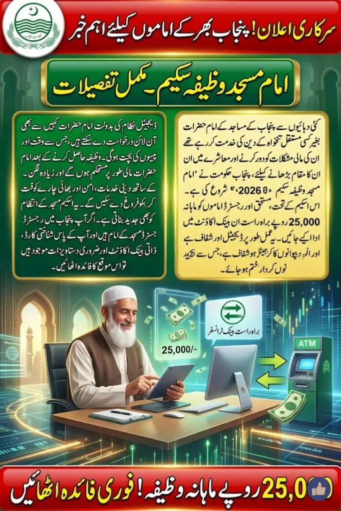 Punjab Government Imam Masjid Wazifa Scheme 2026 Full Information