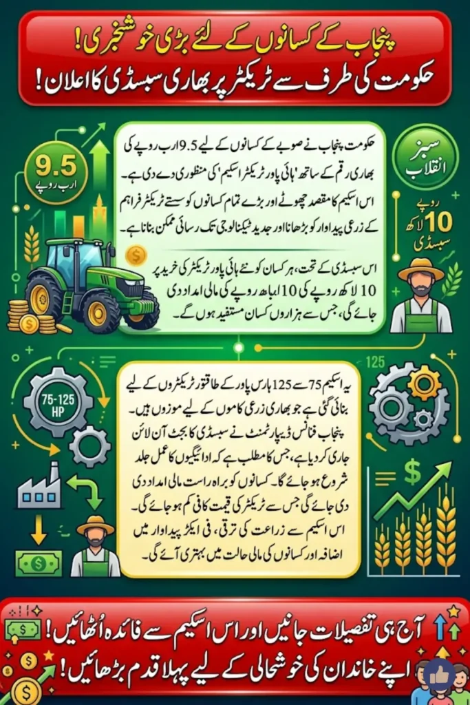 Punjab Tractor Subsidy 9.5 Billion Approved – Rs10 Lakh Support for 75–125 HP Farmers
