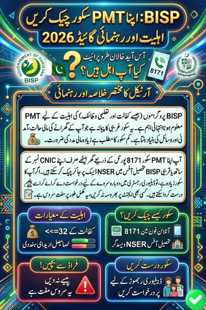 BISP PMT Score Check Online 2026 via 8171 Portal Complete Eligibility & Verification Guide