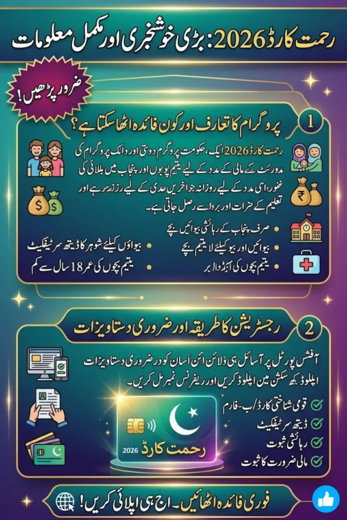 Rehmat Card 2026: Online Registration, Eligibility, Documents & Financial Support for Widows and Orphans