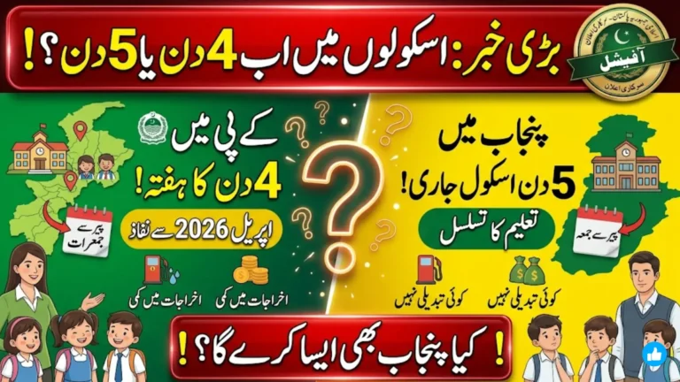 KP Four-Day School Week Implemented from April 2026 While Punjab Continues Five-Day Schedule