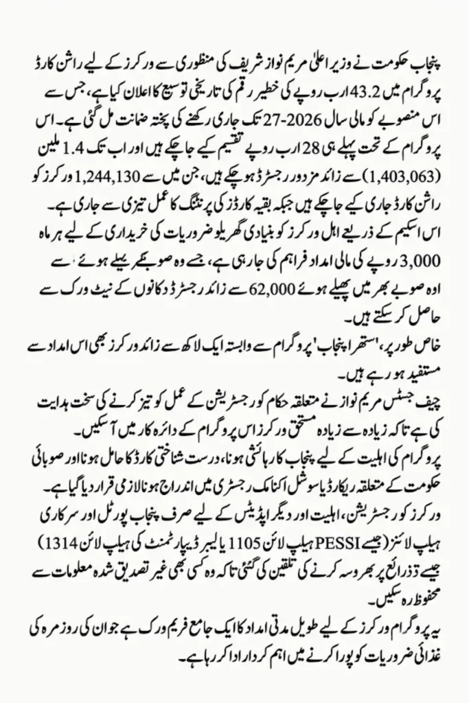 Punjab Ration Card Programme Gets Major Boost as Maryam Nawaz Approves Rs43.2 Billion Expansion