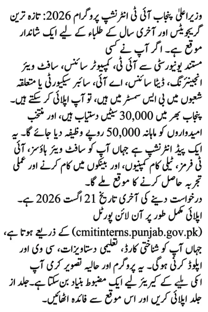 CM Punjab IT Internship 2026: What It Is, Who Can Apply, and How Much You'll Get Paid