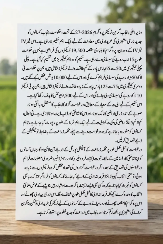 Punjab Green Tractor Program 2026-27: What Farmers Should Know Before Applying